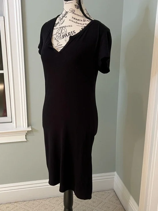 Antistar Black V Neck Dress | Size M | Stretchy | Preowned | Classic Everyday - Picture 4 of 11